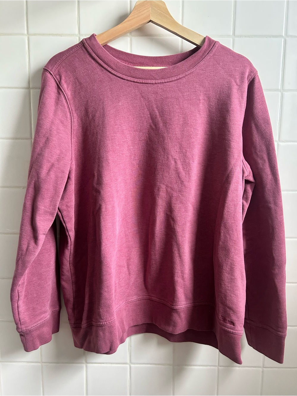L.L. Bean women's super cozy crewneck in mauve pink
